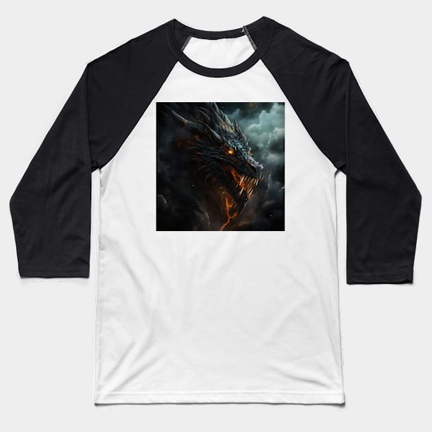 Skyward Illusion Dragon Baseball T-Shirt by 2088DesignLab